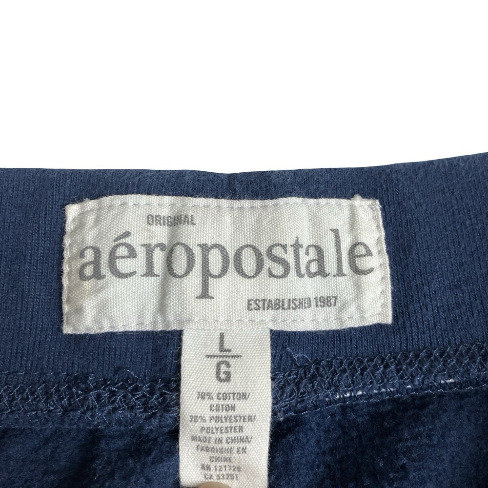 Aeropostale Wide Leg Flare Sweatpants Womens L Blue Raw Hem Mid Rise Y2K Preppy - Picture 7 of 14